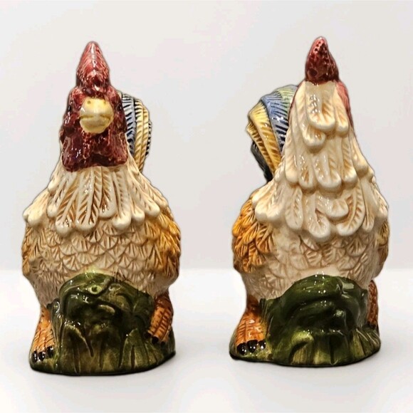 🧂 Vintage Jay Imports Glazed Ceramic Farmhouse Roosters Salt/Pepper Shaker Set - Picture 8 of 8